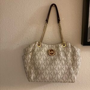 Michael Kors Cream Monogram Shoulder Bag